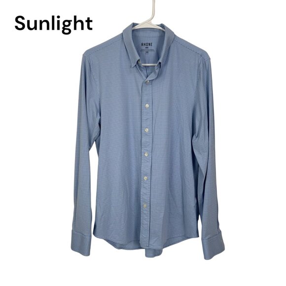 RHONE Other - Rhone Mens Long-Sleeve Button-Up Shirt Blue Gingham Pattern Size M